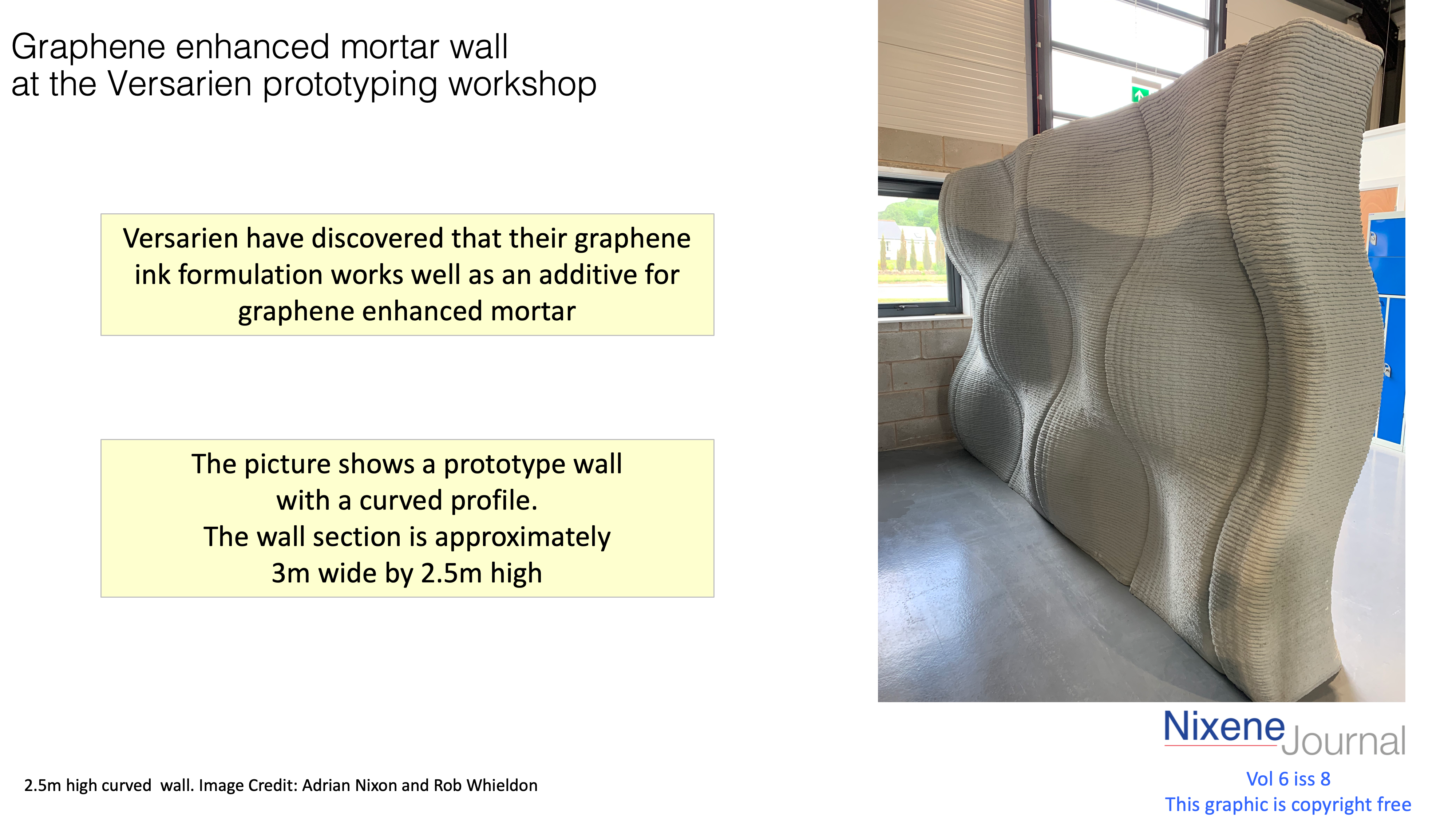 v6 i8 Graphene enhanced mortar wall at the Versarien prototyping workshop