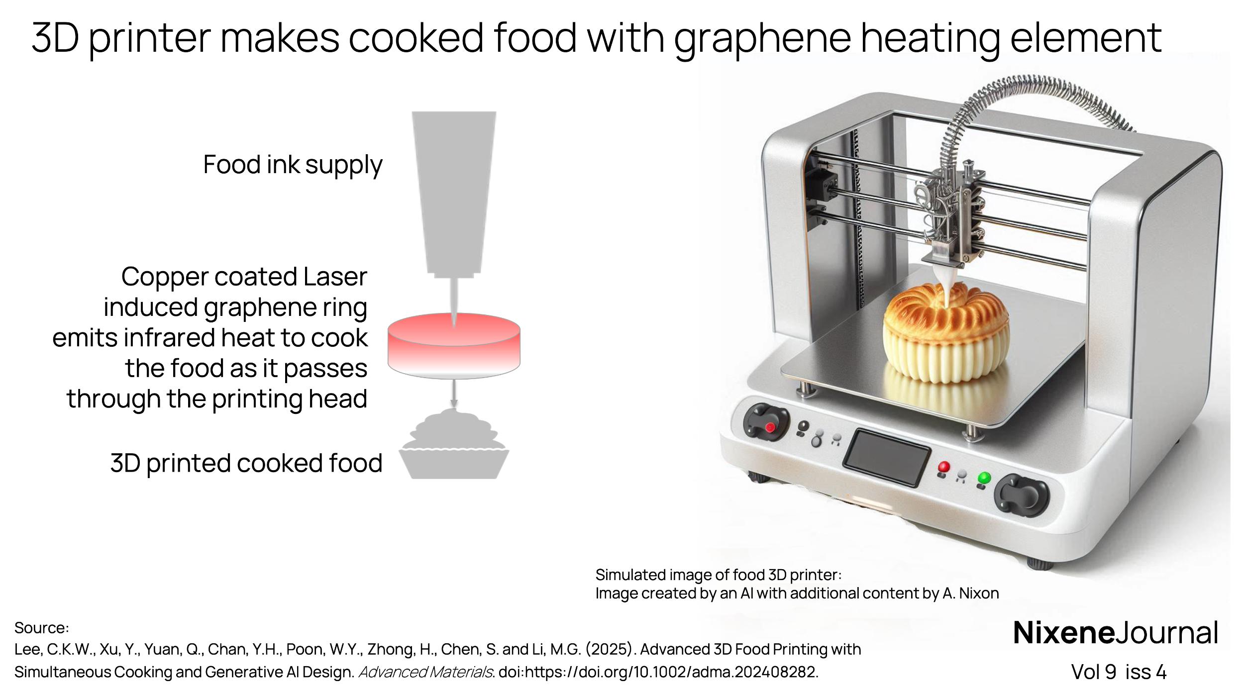 v9 i4 3D printer makes cooked food with graphene heating element